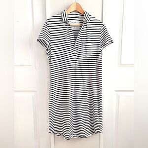 Frank & Eileen Navy/White Striped Shirt Dress – Made in USA – Size L